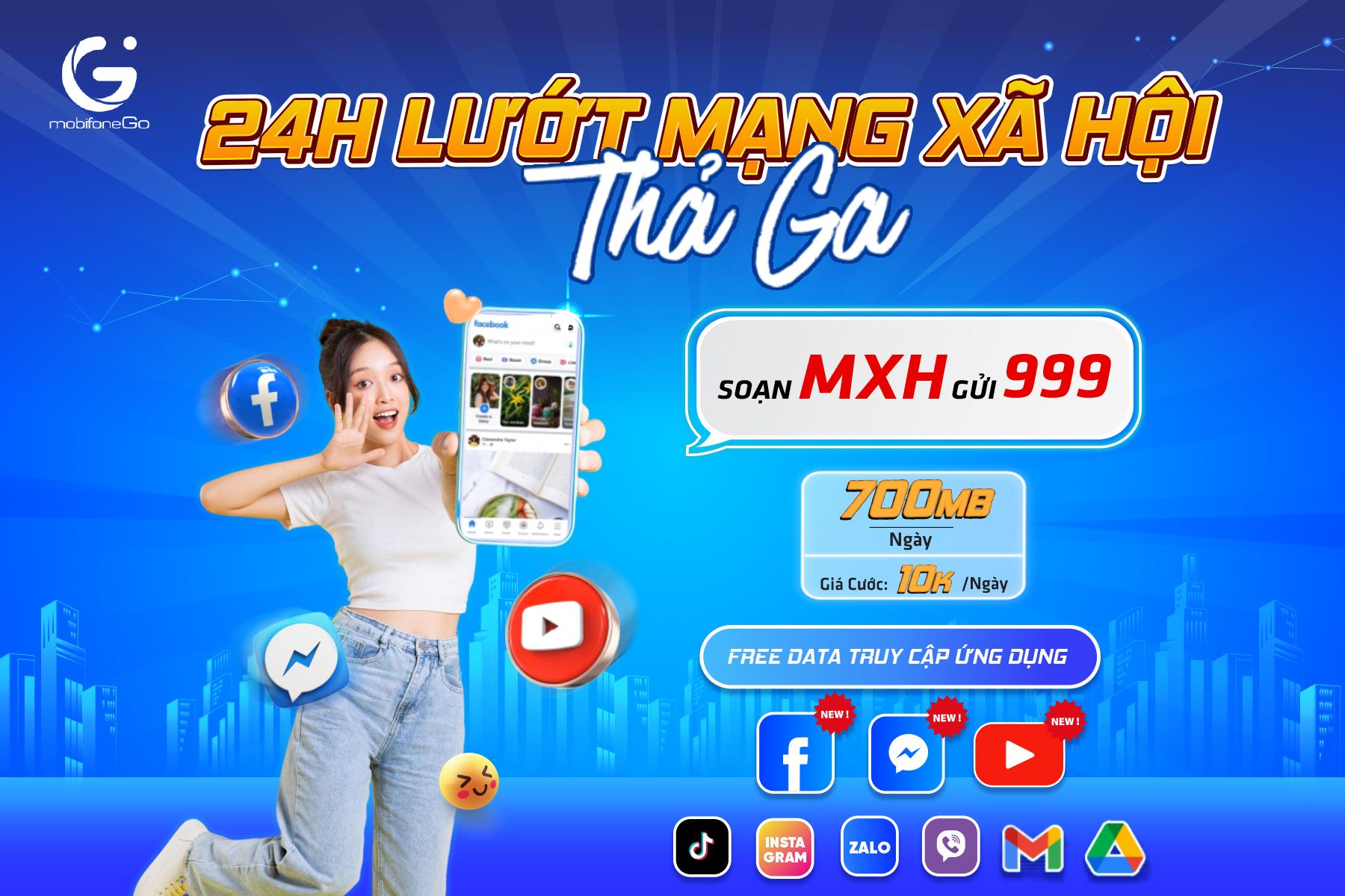 Đăng ký ngay gói MXH MobiFone nhận 4G miễn phí xem lướt mạng xã hội