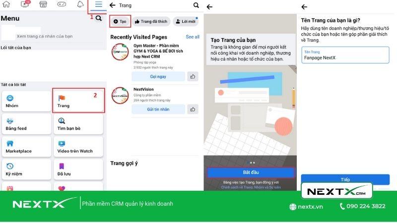 cách tạo fanpage trên điện thoại bước 1234