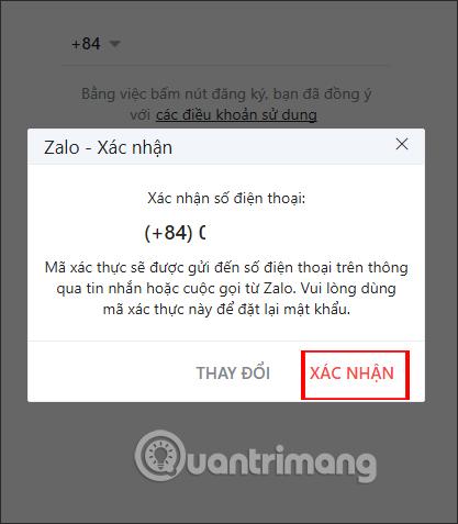 Xác nhận số điện thoại