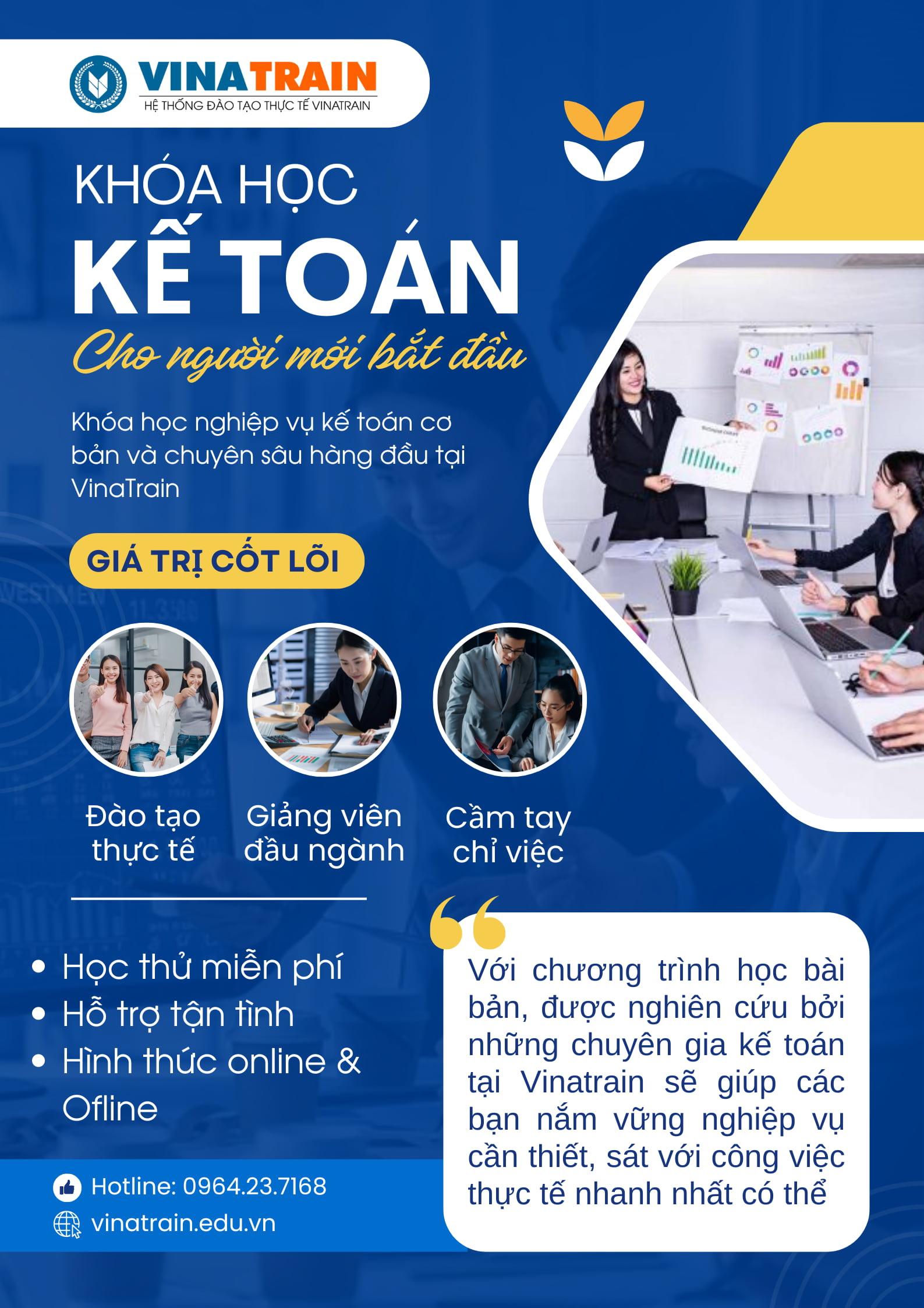 Khóa học kế toán cho người mới bắt đầu chưa có nhiều kinh nghiệm tại Vinatrain Việt Nam