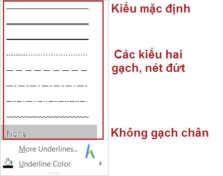 Chữ đậm, chữ nghiêng, gạch chân, chỉ số trên/ dưới trong Microsoft Word